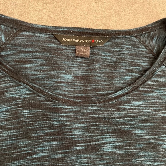 [XL]John Varvatos Blue and Black Pullover Long Sleeve Shirt - Picture 4 of 7